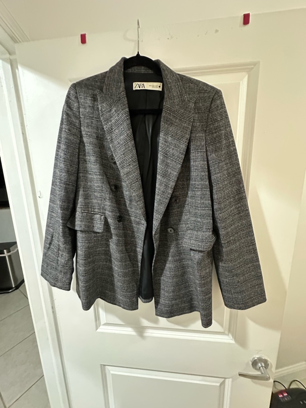 ZARA Multicolor Glen Plaid Blazer with Subtle Brown Accents